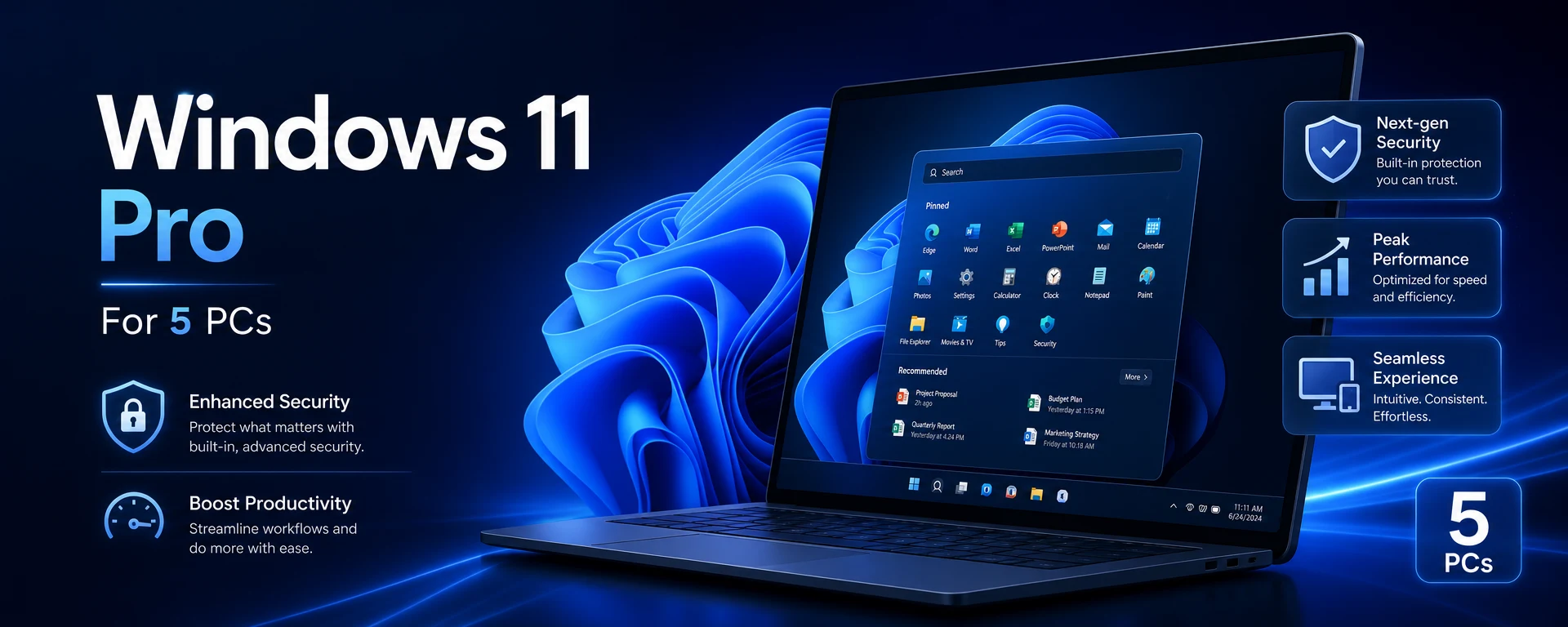 Windows 11 Pro - 5 PC License