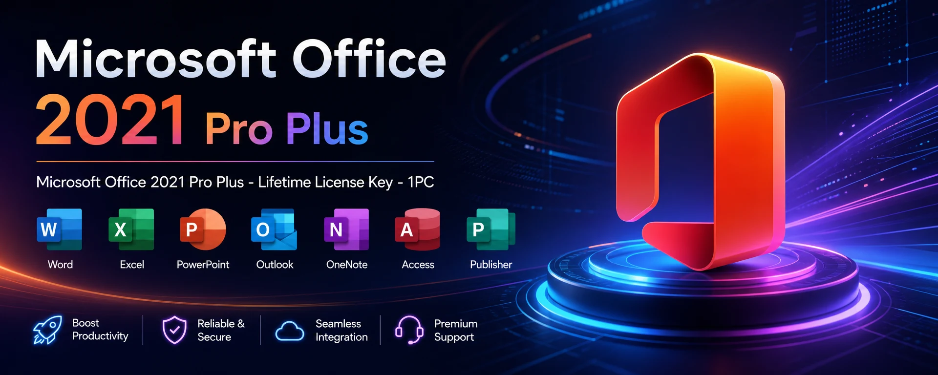 Microsoft Office 2021 Pro Plus Lifetime License Key for 1PC