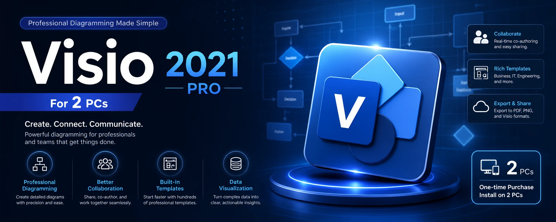 Microsoft Visio 2021 Pro Key for 2 PCs