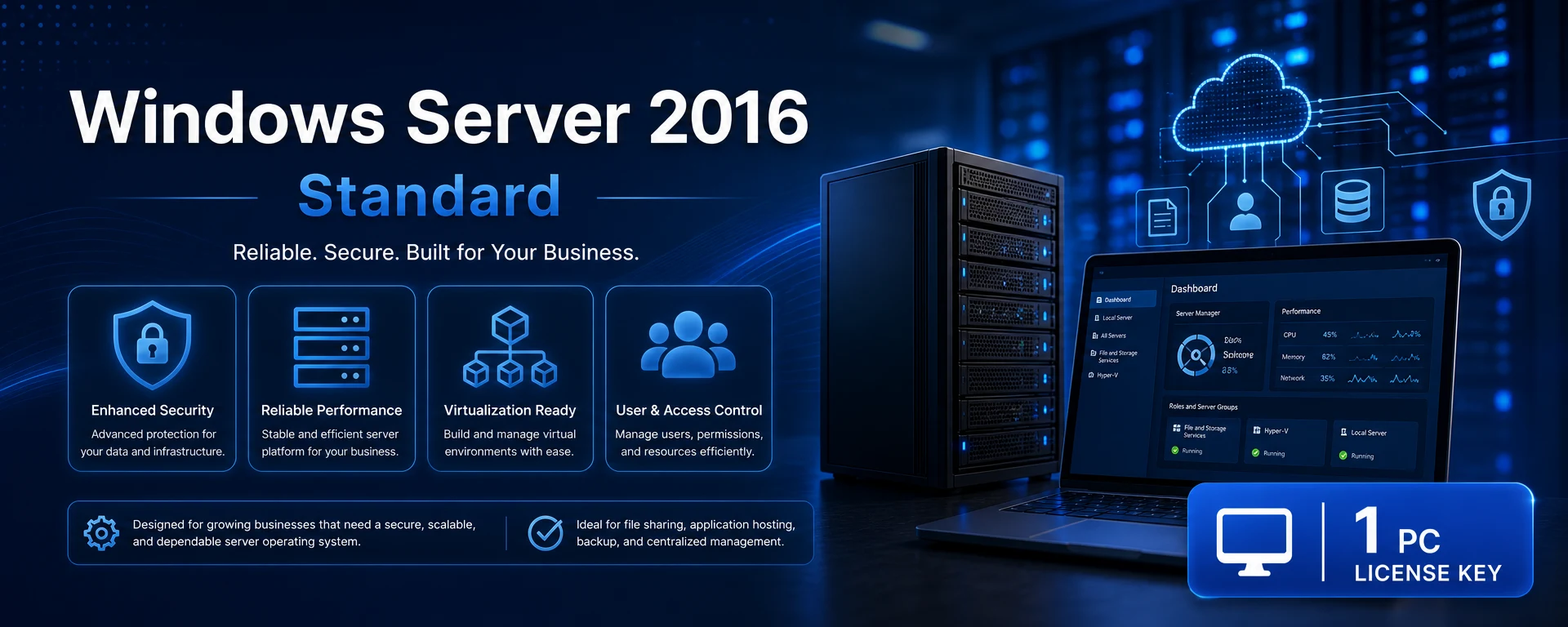 Windows Server 2016 Standard Key for 1 PC