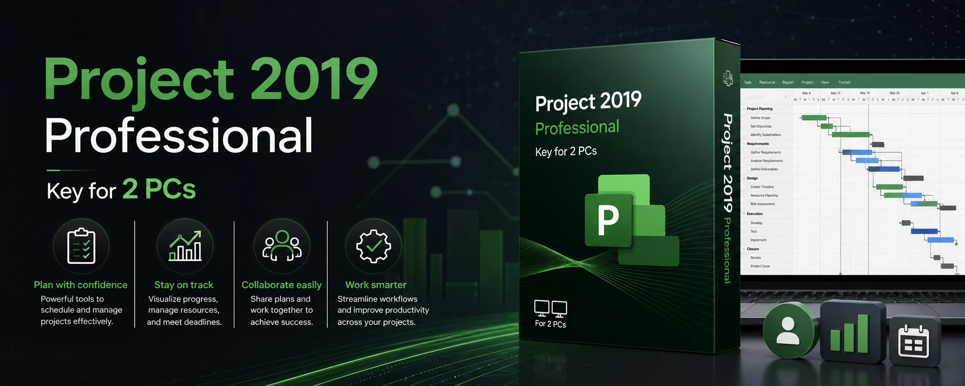 Microsoft Project 2019 Professional Key for 2 PCs