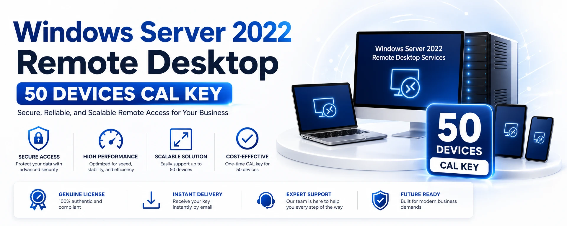 Windows Server 2022 Remote Desktop 50 Devices CAL Key