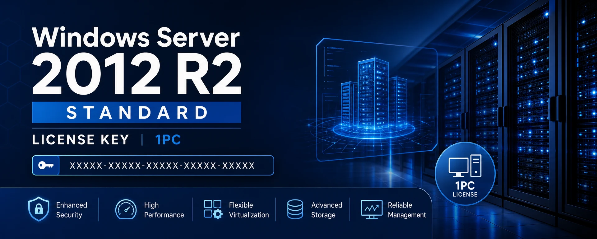 Windows Server 2012 R2 Standard License Key for 1PC